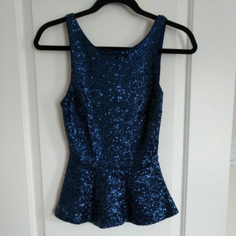 Sequin low back peplum tank